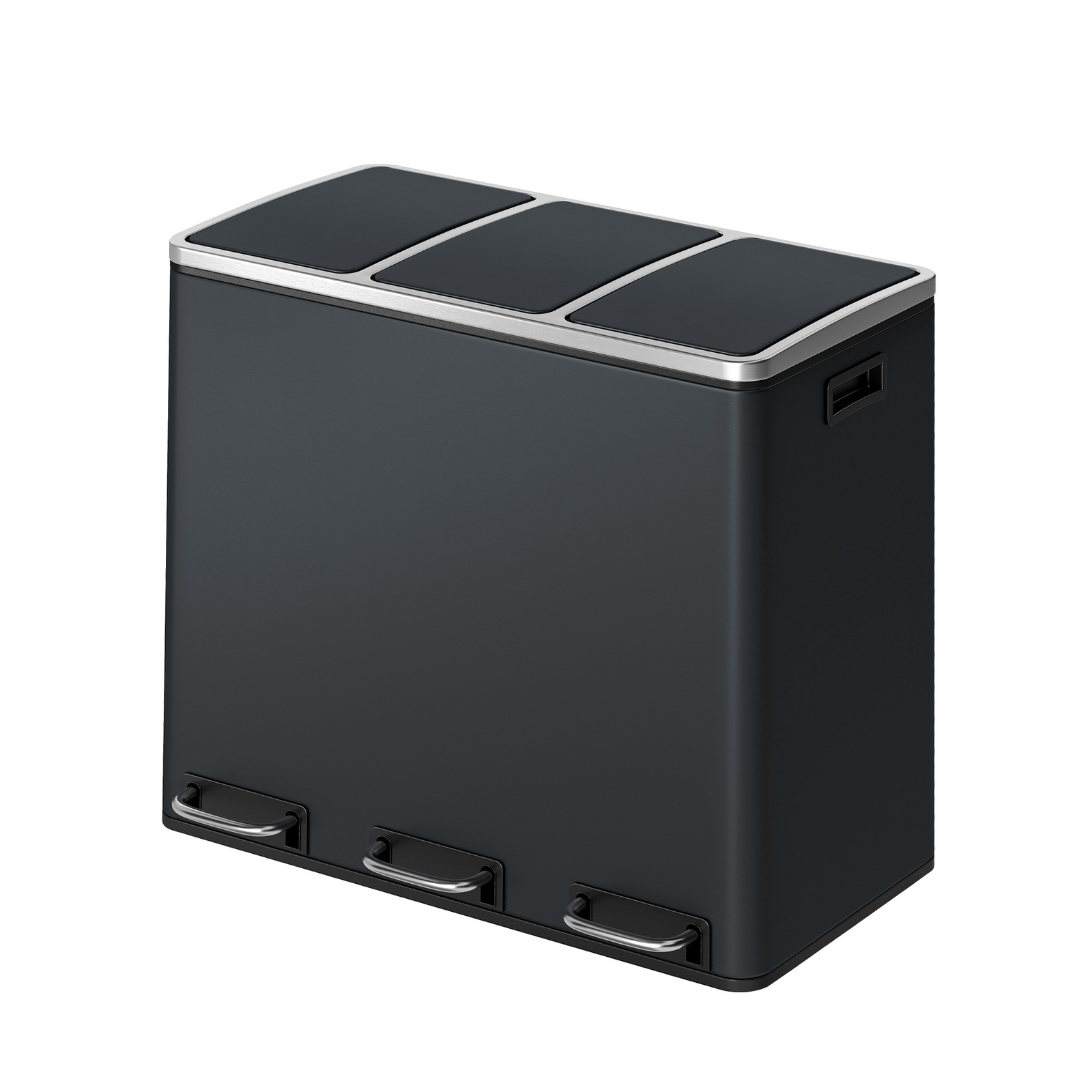 3-Compartment Kitchen Rubbish Bin, 3 x 18 L, for Recycling and Waste