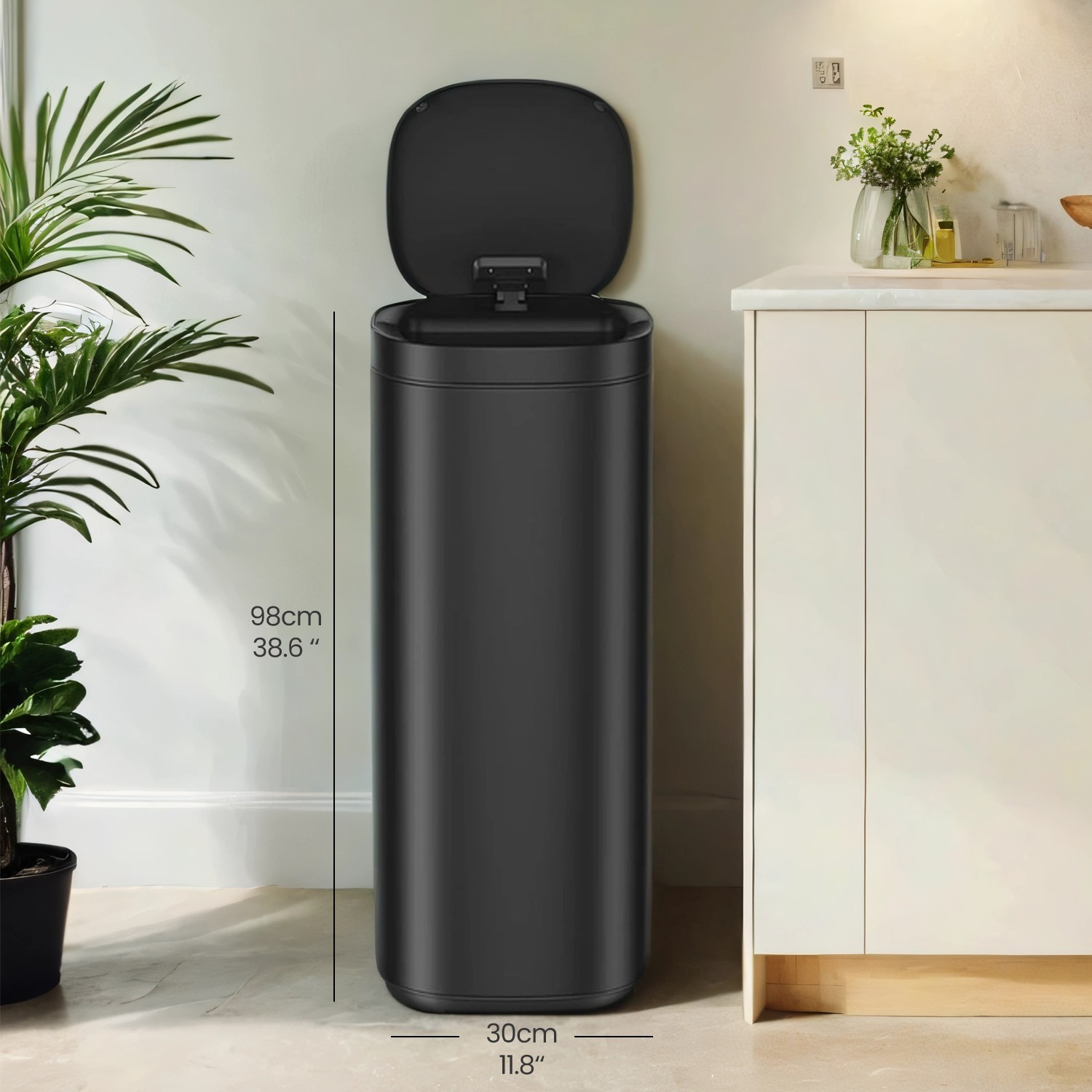 50 L Motion Sensor Kitchen Trash Can, Garbage Can, Stainless Steel
