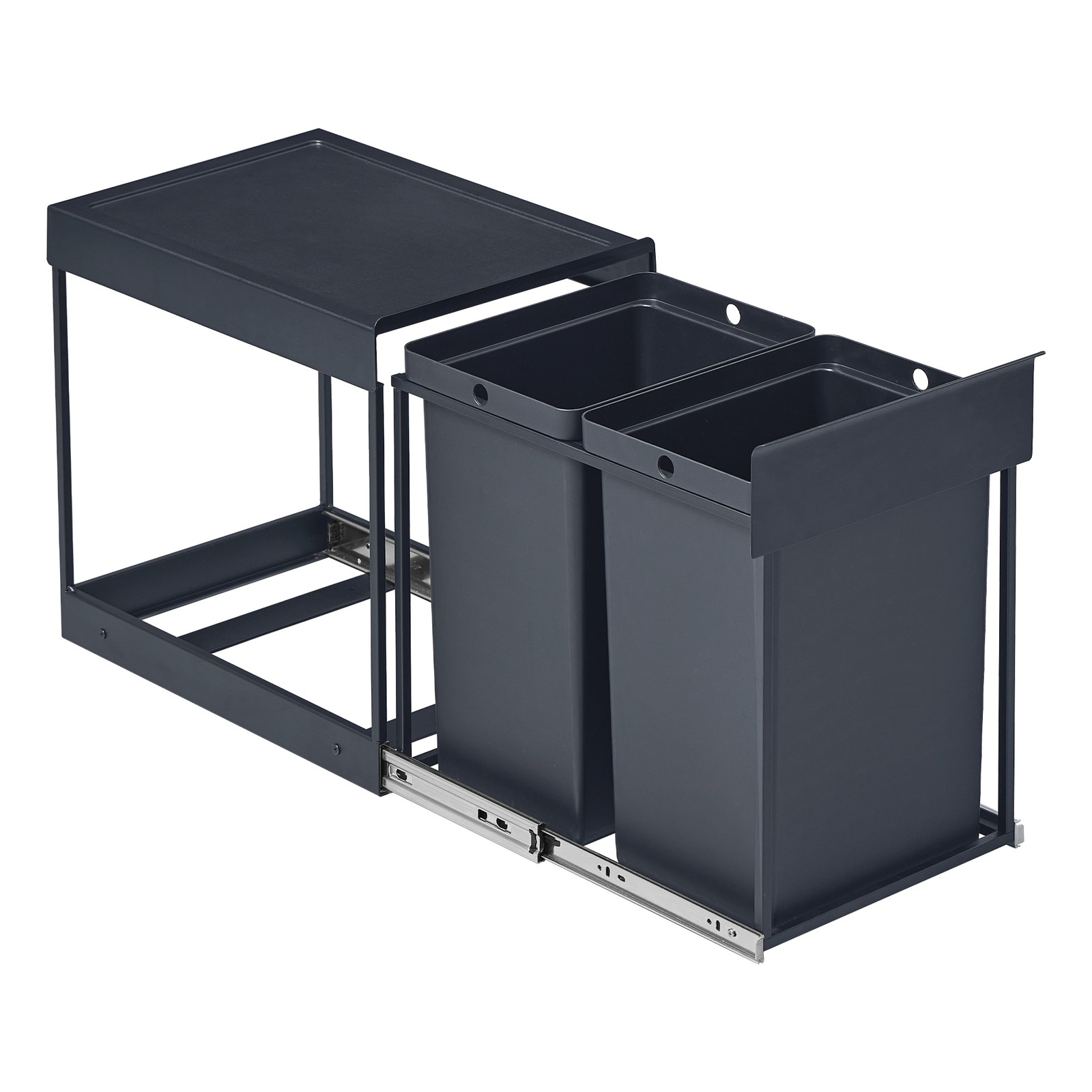 Kitchen Bin for Recycling and Waste 2 x 5.3 Gallon (20 L) Grey