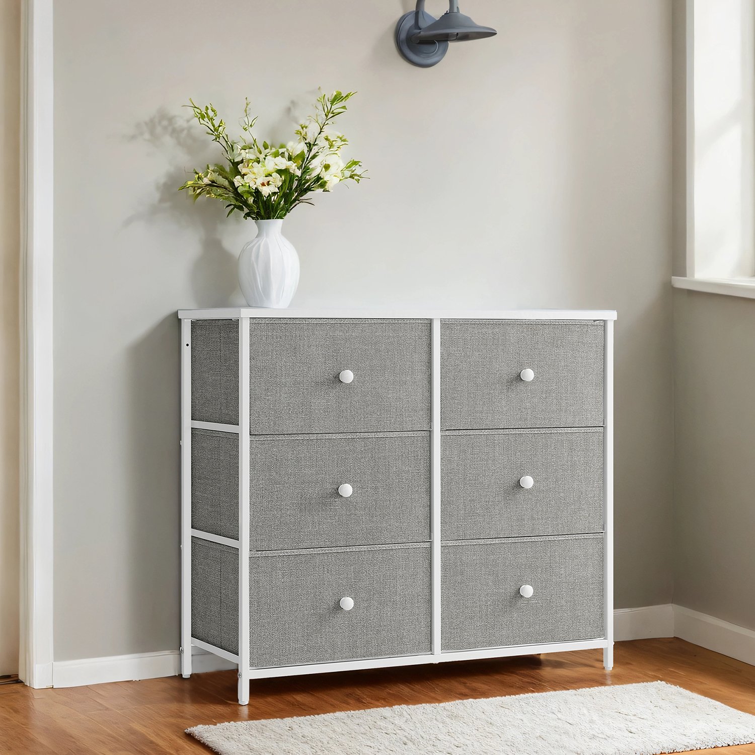 Dresser, 6-Drawer Fabric Storage Unit, Metal Frame