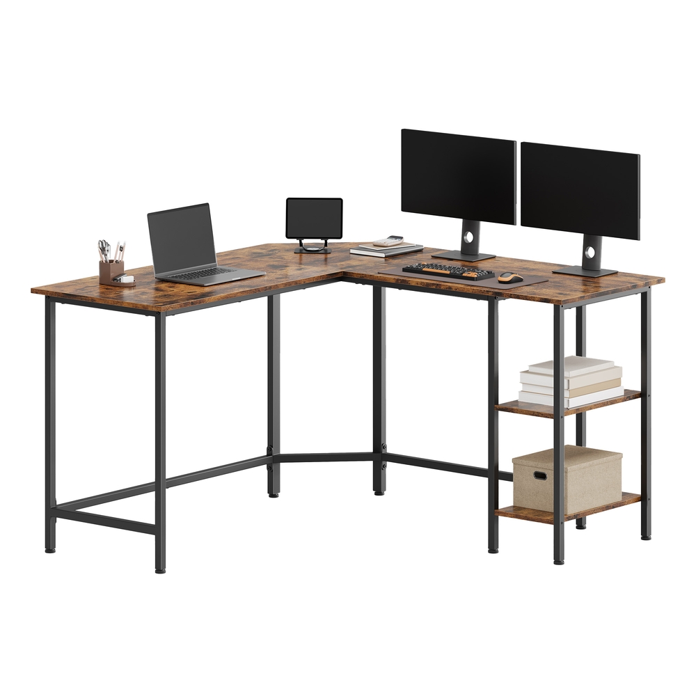 L-Shaped Writing Desk, 2 Storage Shelves