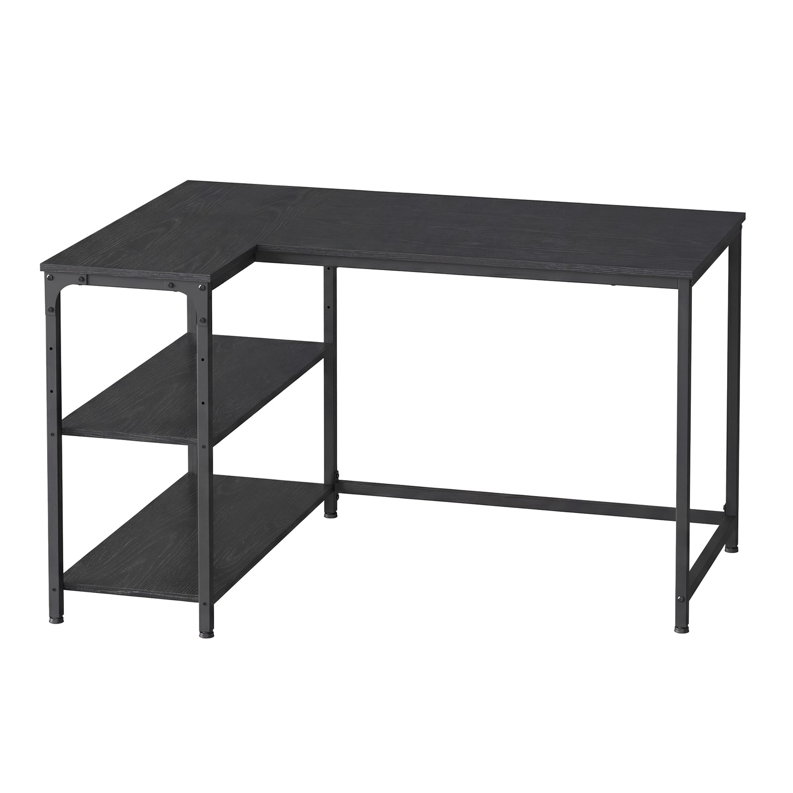 Corner Computer Desk with Adjustable Storage Shelves, L Shaped Gaming Table for Office