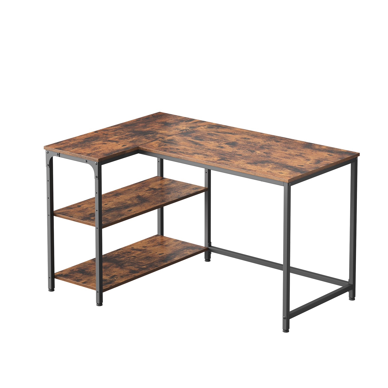 Corner Computer Desk with Adjustable Storage Shelves, L Shaped Gaming Table for Office