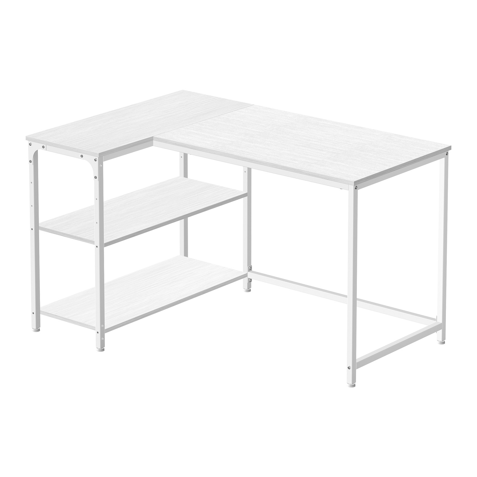 Corner Computer Desk with Adjustable Storage Shelves, L Shaped Gaming Table for Office