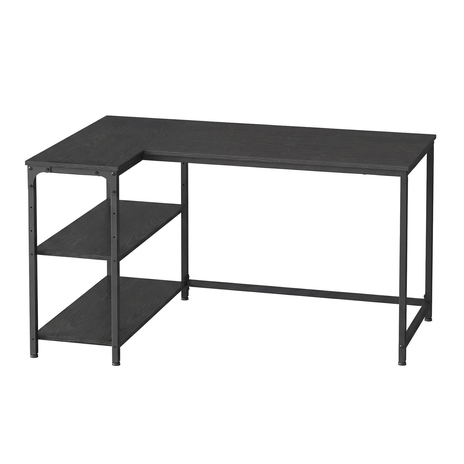 Corner Computer Desk with Adjustable Storage Shelves, L Shaped Gaming Table for Office