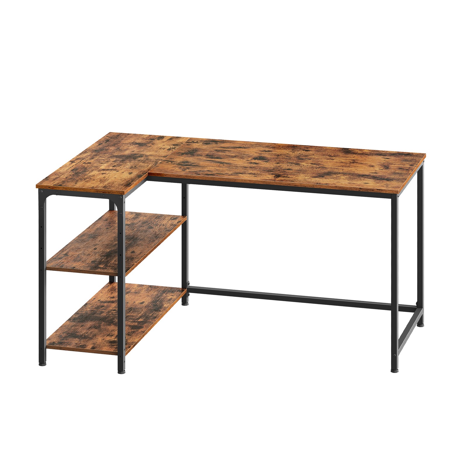 Corner Computer Desk with Adjustable Storage Shelves, L Shaped Gaming Table for Office