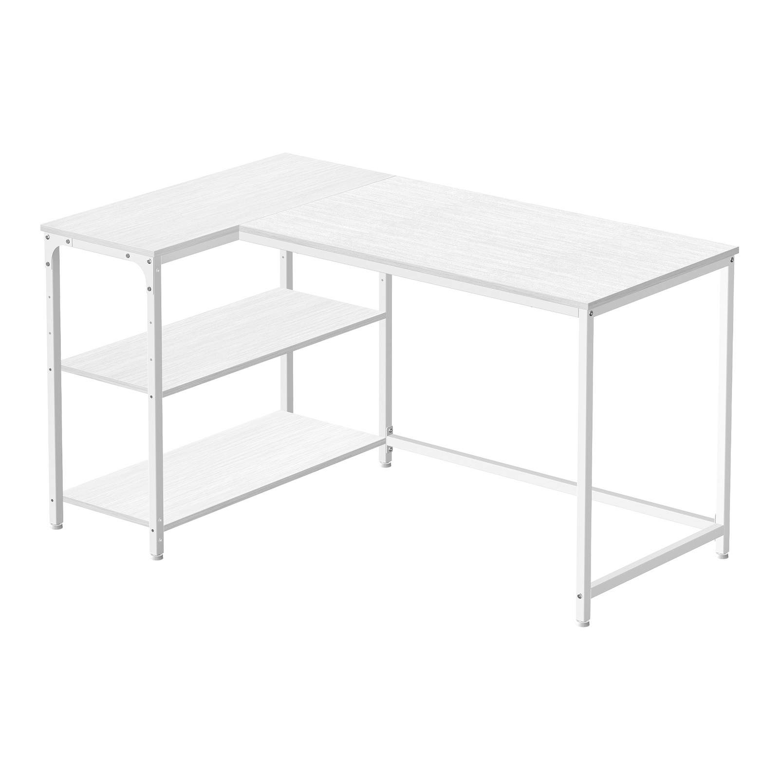 Corner Computer Desk with Adjustable Storage Shelves, L Shaped Gaming Table for Office
