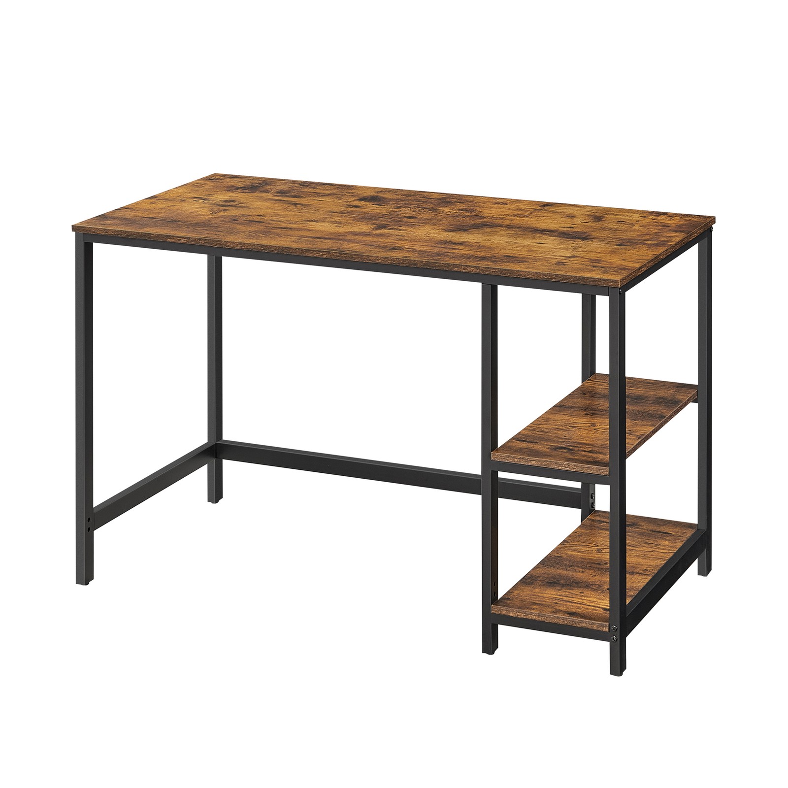 Home Office Computer Desk with 2 Shelves on Left or Right, 47.2-Inch Wide Writing Desk for Study, Rustic Brown and Black Home Office Computer Desk with 2 Shelves on Left or Right, 47.2-Inch Wide Writing Desk for Study, Rustic Brown and Black