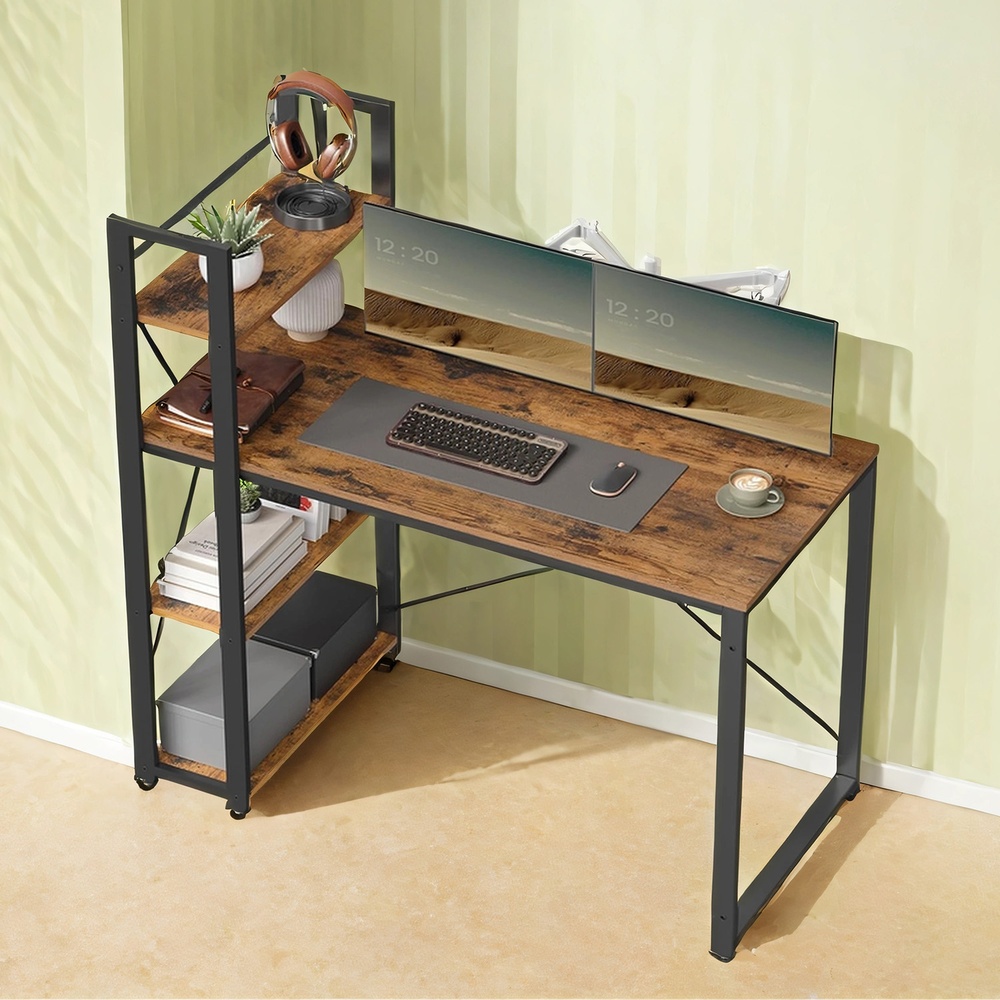 Writing Desk, Computer Desk with Storage Shelves, for Home Office