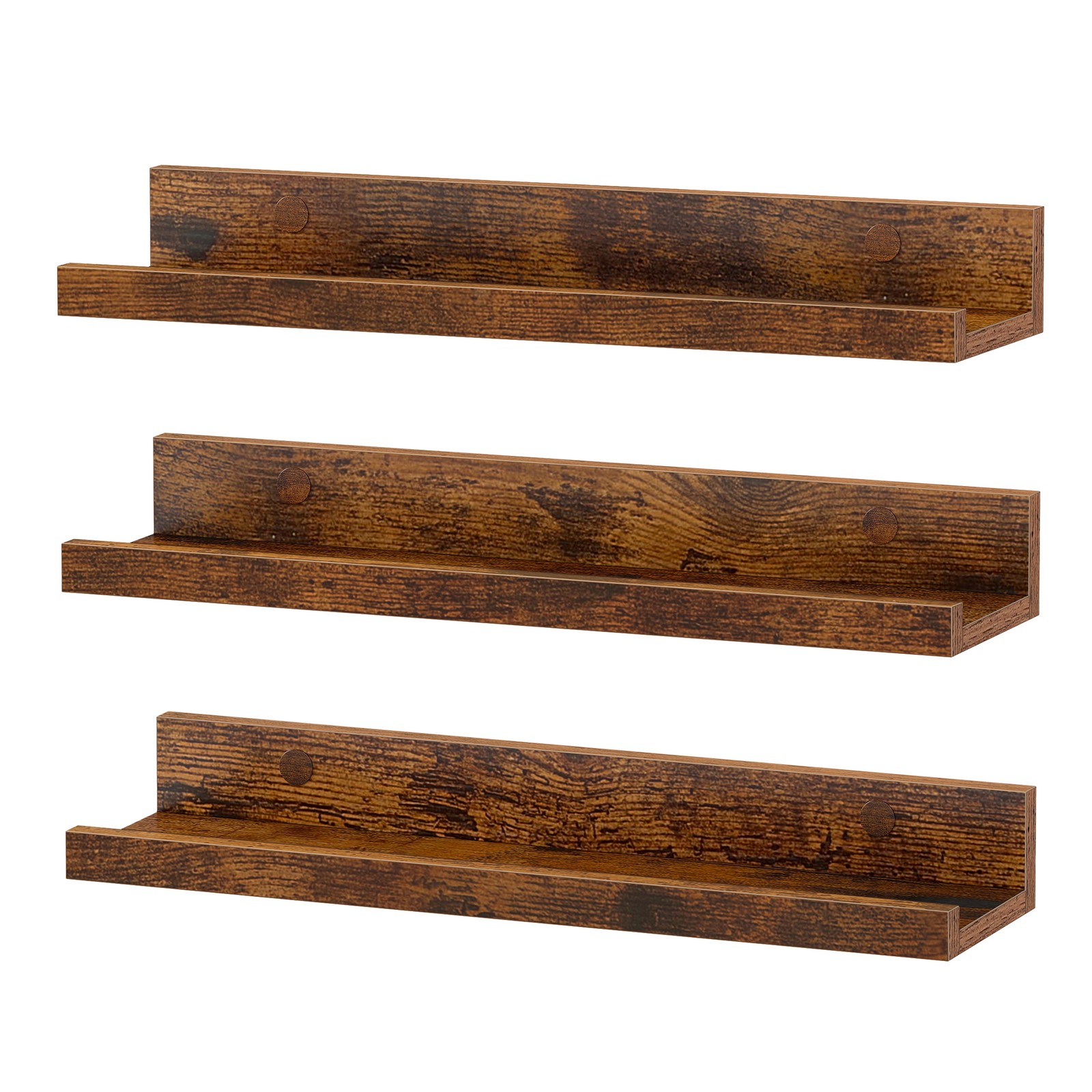 Set of 3 Wall Shelves, Floating Shelves with High Edges