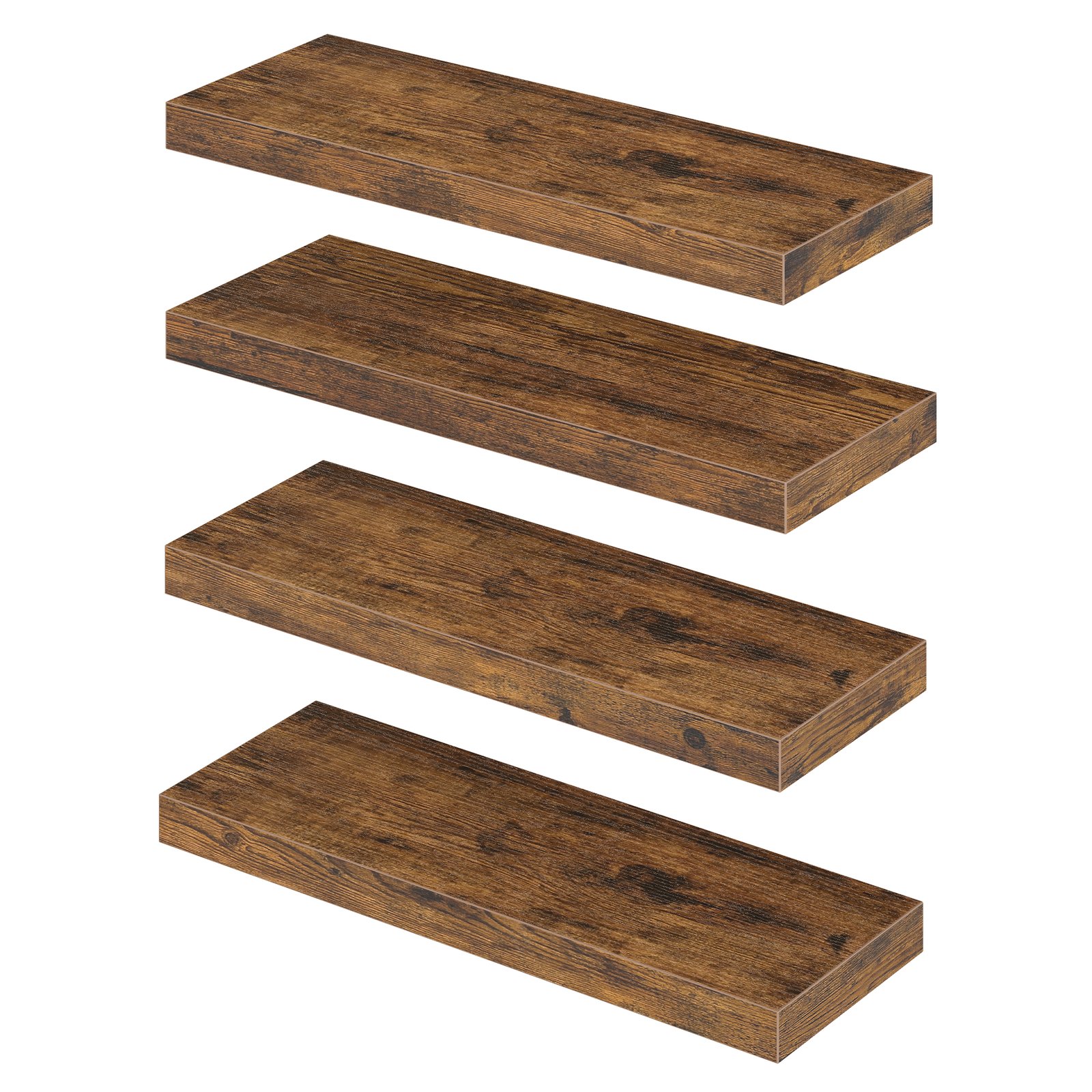 Set of 4 Wall Shelves, 20 x 60 x 3.8 cm Floating Shelves for Living Room