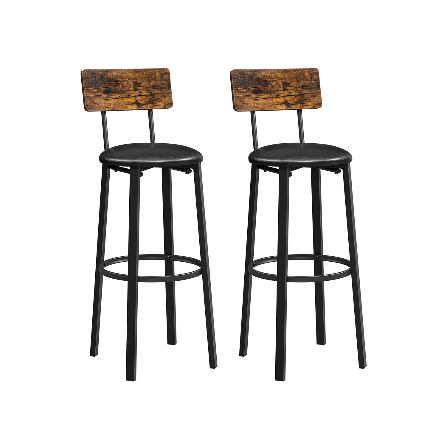 Set of 2 PU Upholstered Bar Stools Set of 2 PU Upholstered Bar Stools