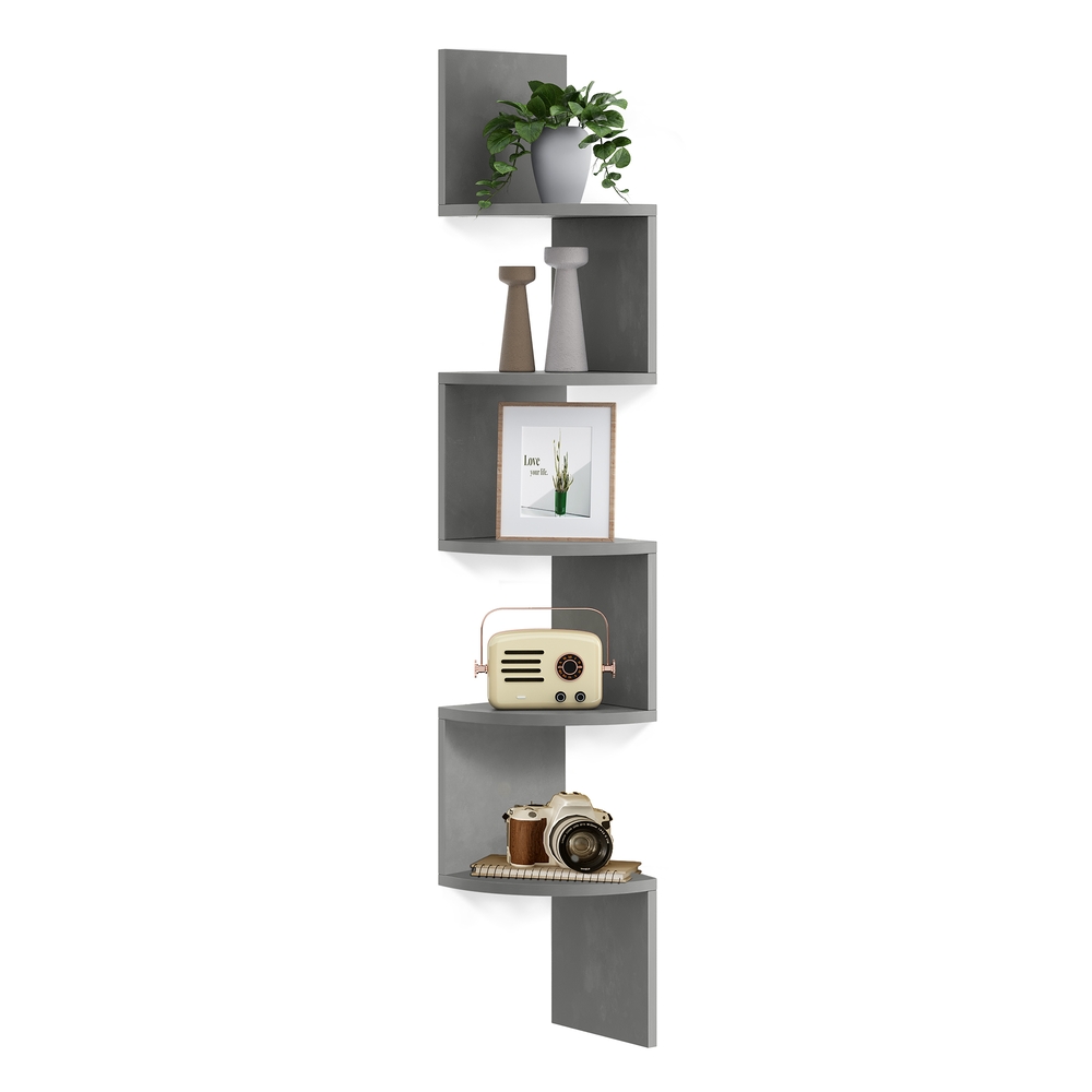 5-Tier Wall-Mounted Corner Shelf Dove Grey