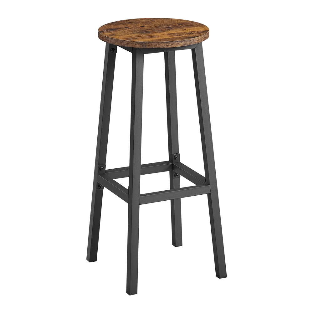 Bar Stools Set of 2 Kitchen Stools 74 cm High Rustic Brown and Black