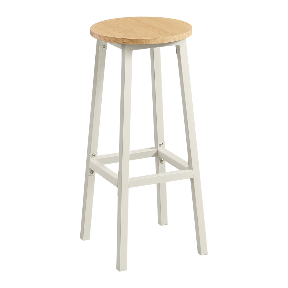 Bar Stools Set of 2 Kitchen Stools 74 cm High Golden Oak and White