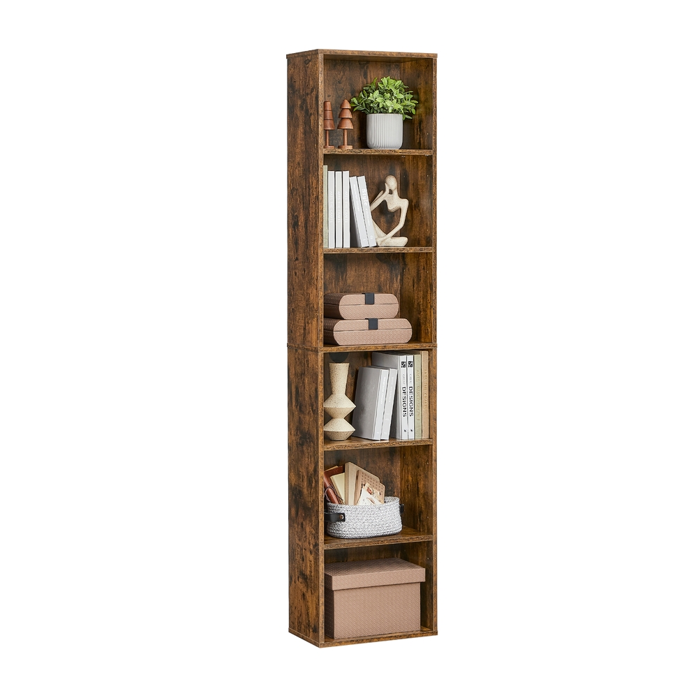 Bookshelf with 6 Shelves Rustic Brown