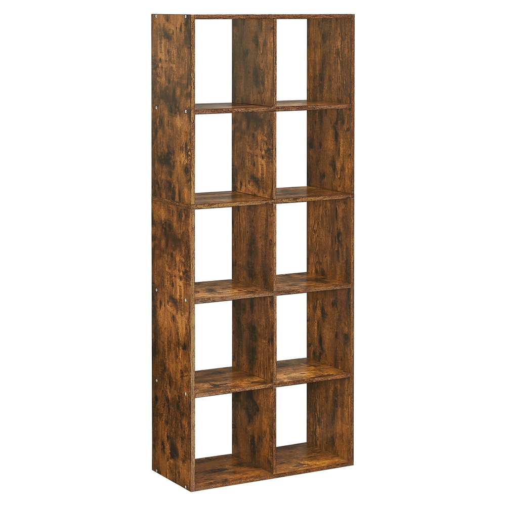 Bookcase 10 Cube Storage Unit Rustic Brown