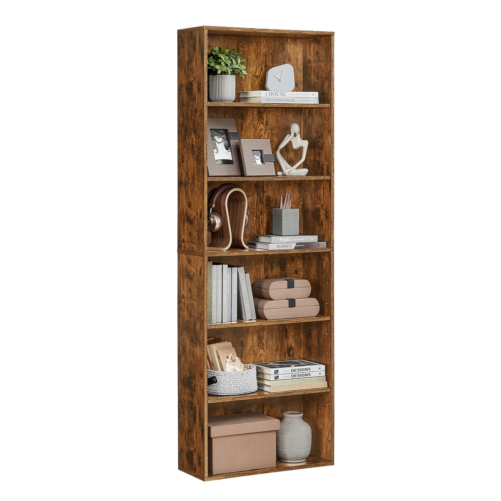 Industrial Bookcase with 6 Shelves Rustic Brown