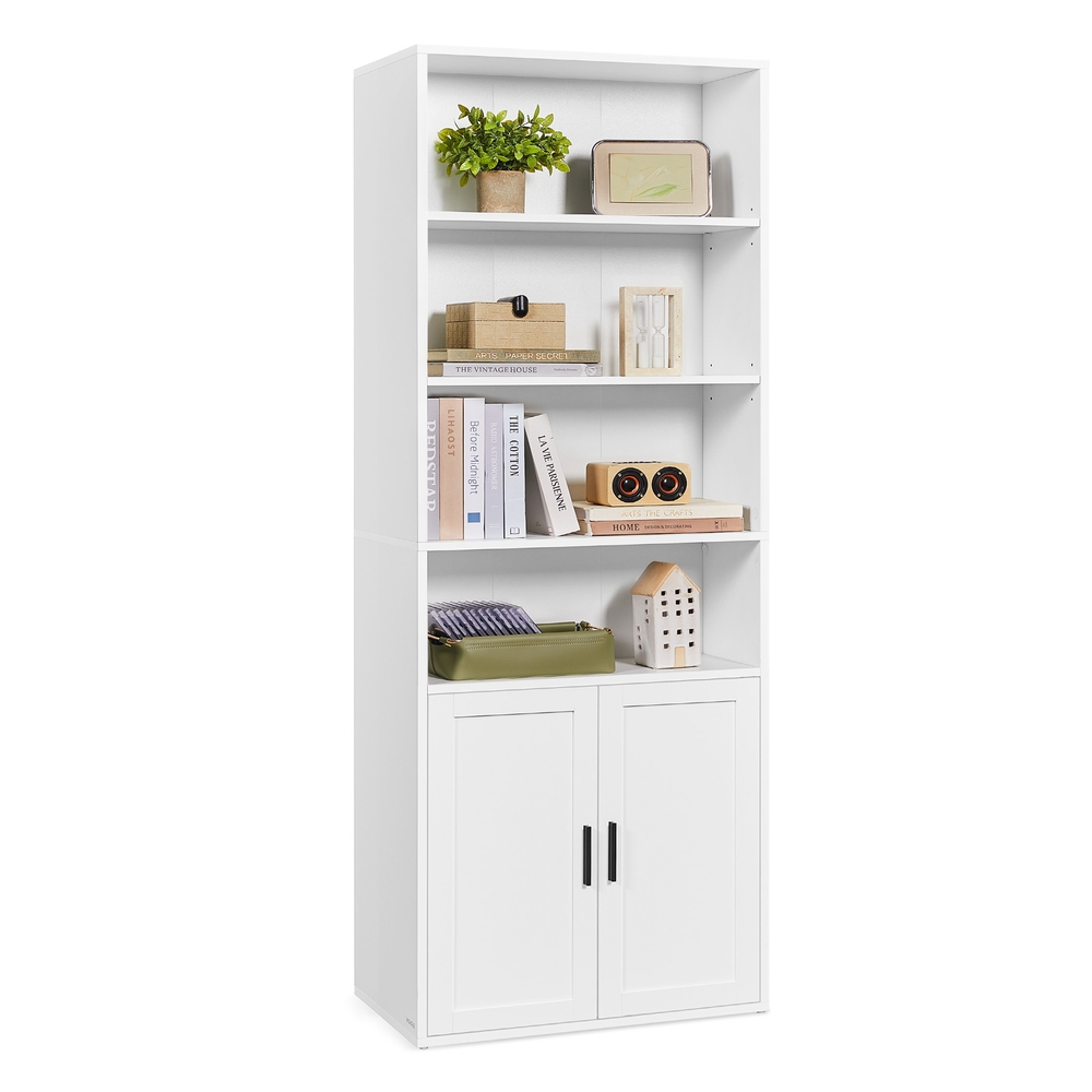 Tall Wooden Bookcase with Door Cloud White
