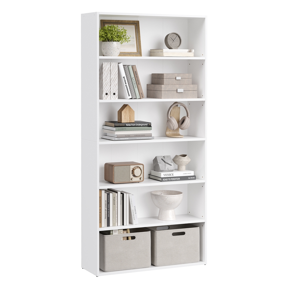 5-Tier Wooden Bookcase Shelf 24 x 80 x 160.7 cm, Cloud White