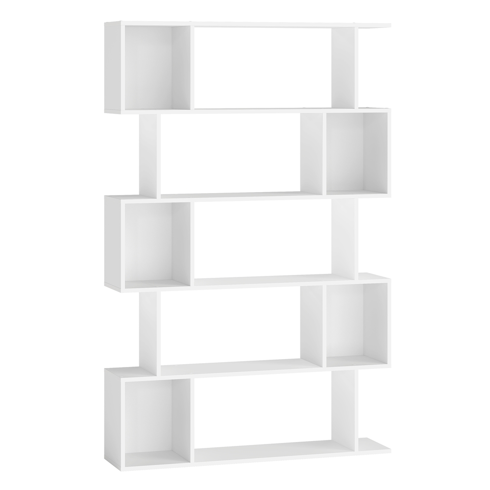 5-Tier Wooden Bookshelf with Open Compartments Matte White