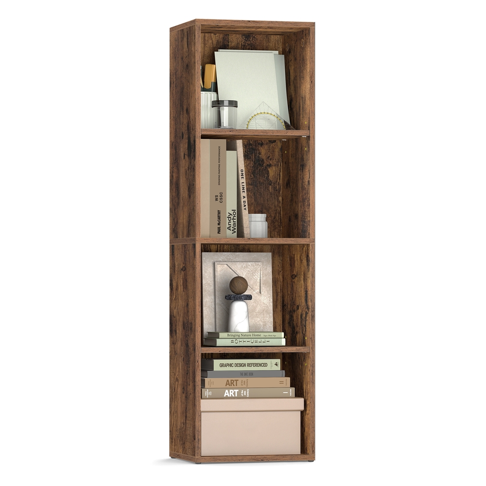 4-Tier cube bookshelf with open shelves