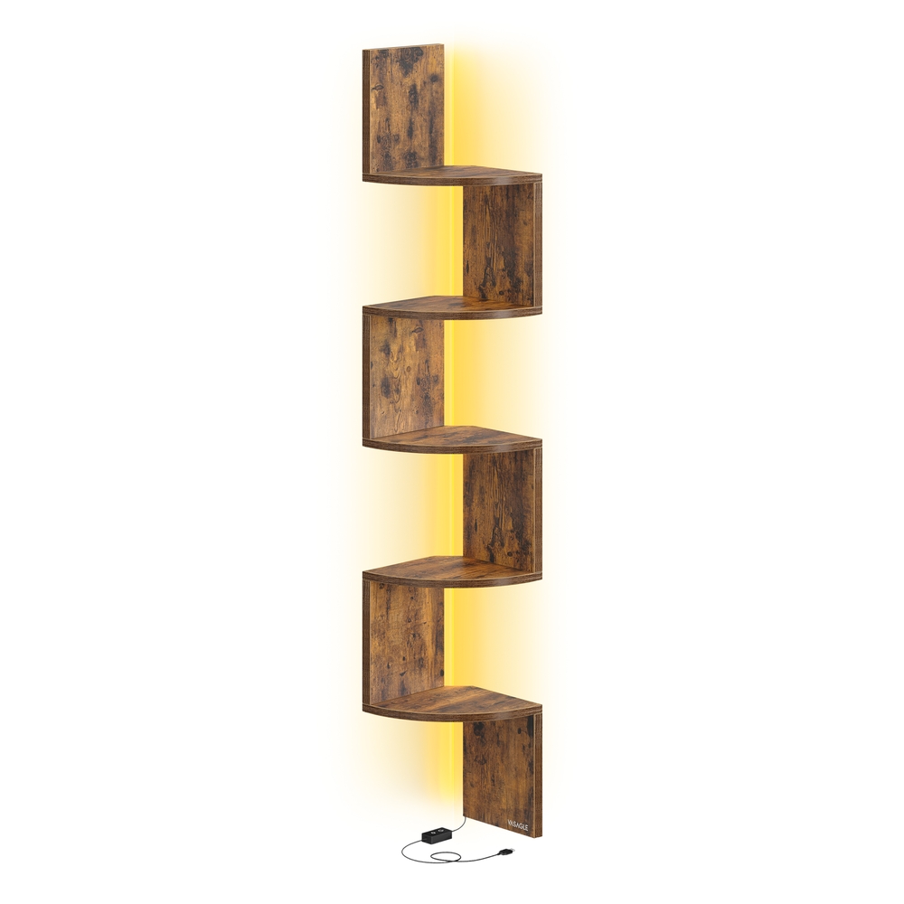Wall Mounted Corner Shelf with RGB LED Lights