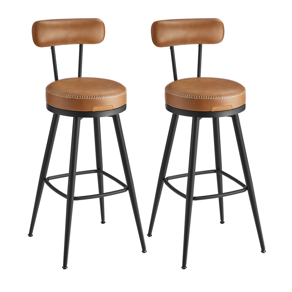 360° Swivel Bar Stools Set of 2 Caramel Brown