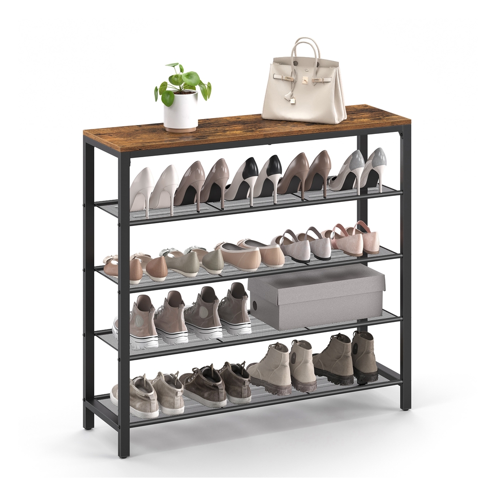 Shoe Storage Organiser with 4 Mesh Shelves