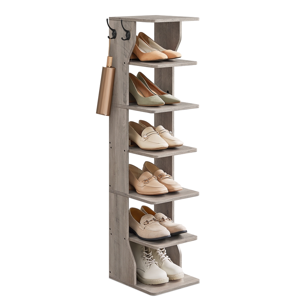 Slim Shoe Rack 7-Tier Shoe Stand for Small Spaces Heather Greige