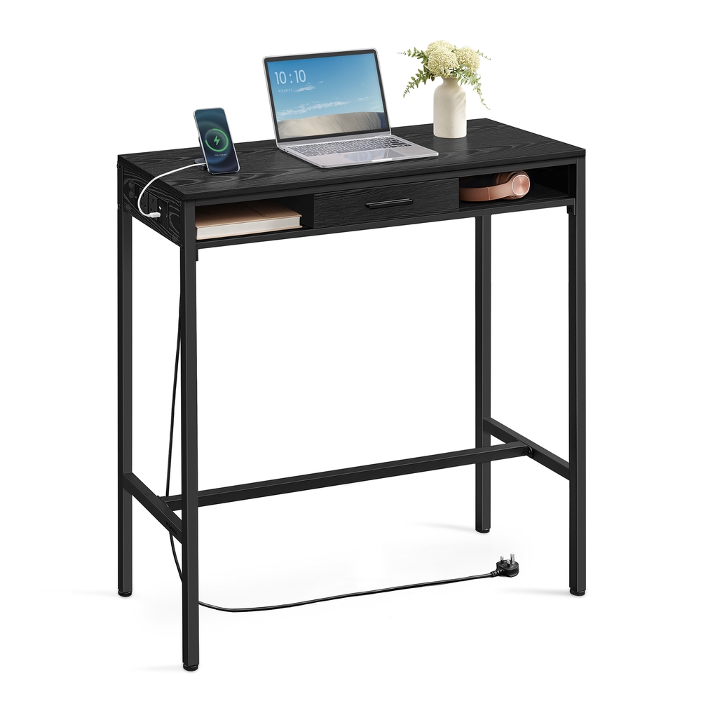 Pub Table with Charging Station Ebony Black