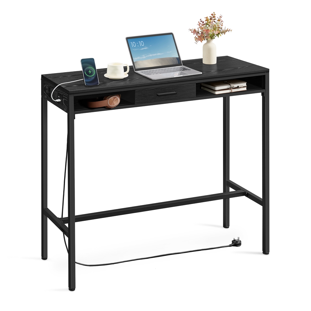 Pub Table with Charging Station Ebony Black