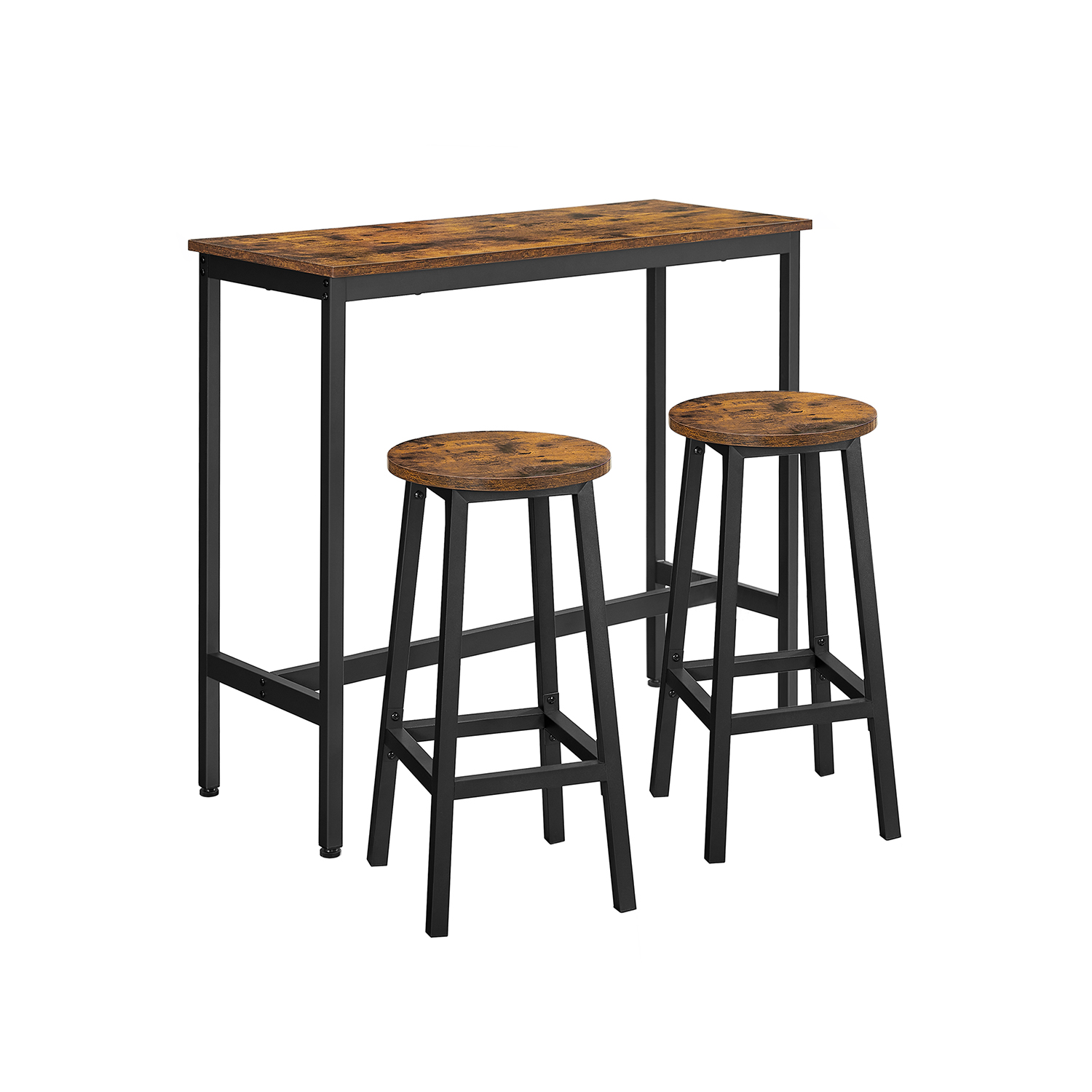 Kitchen Bar Table with Bar Stools Rustic Brown and Black