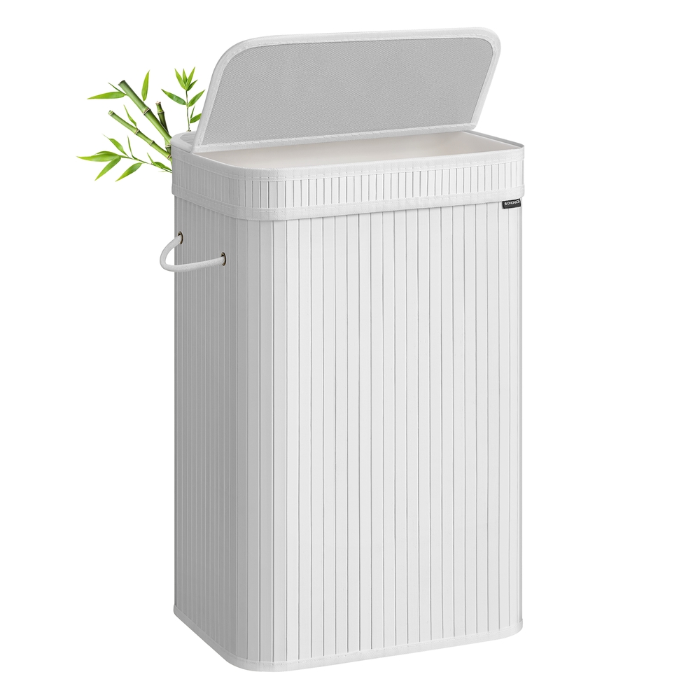 Bamboo Laundry Hamper, 72 L, Removable Liner, Cloud White Bamboo Laundry Hamper, 72 L, Removable Liner, Cloud White
