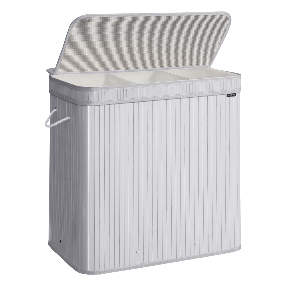 Bamboo Laundry Basket with Lid Dove Grey
