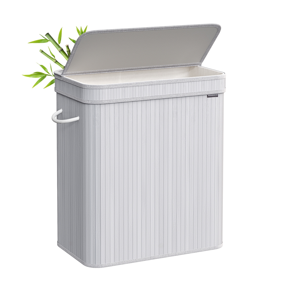 Bamboo Laundry Hamper, 72 L, Cloud White