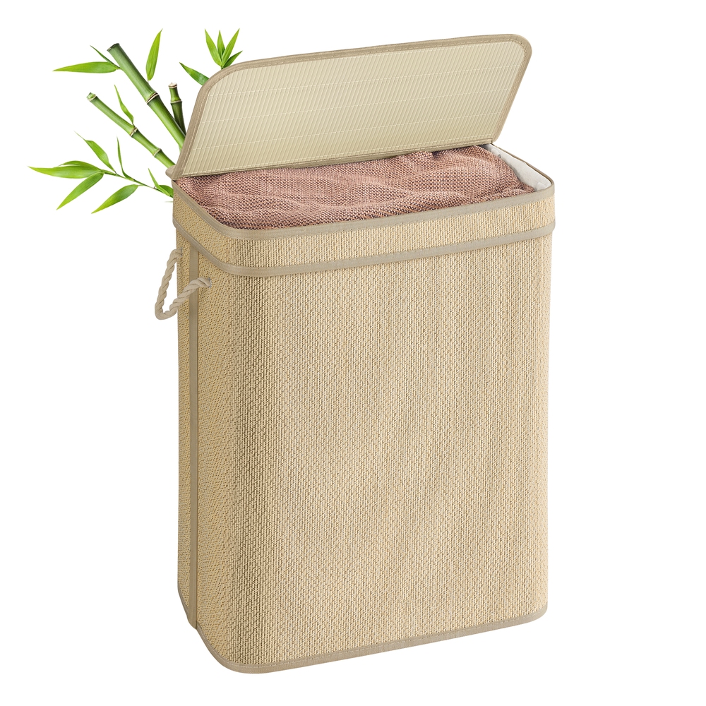 Laundry Basket 90 L Bamboo Clothes Organiser Natural Colour