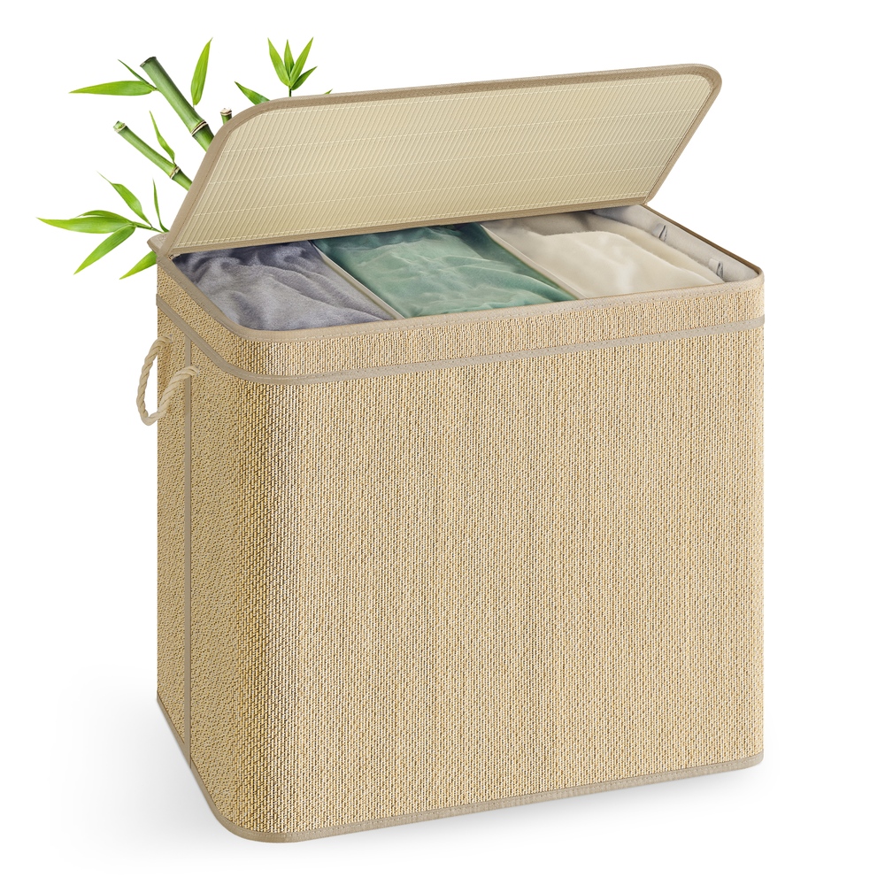 Laundry Basket 170 L Bamboo Clothes Organiser Natural Colour