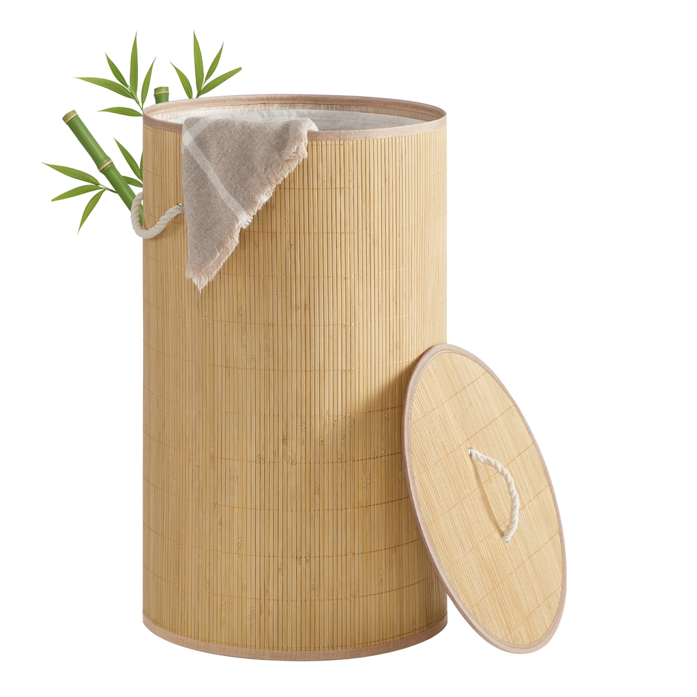 Laundry Basket with Lid 90 L Natural Color