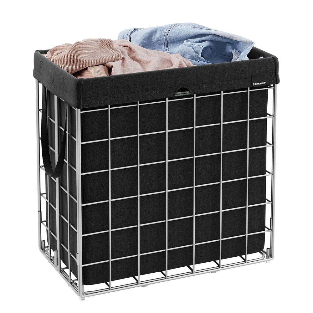 110L Laundry Basket Silver and Classic Black