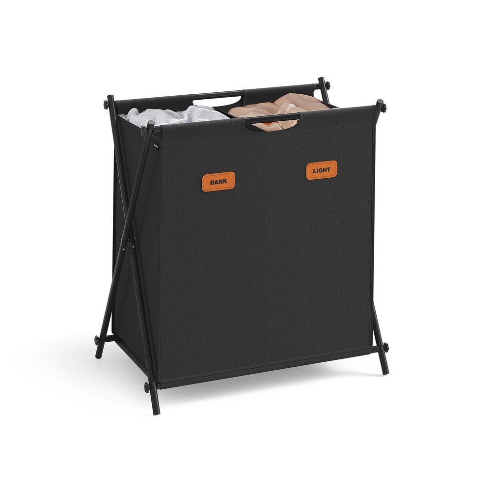 115 L Laundry Hamper with 2 Sections and X-Frame Ink Black