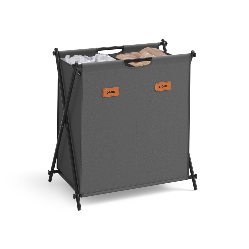 115 L Laundry Hamper with 2 Sections and X-Frame Slate Grey 115 L Laundry Hamper with 2 Sections and X-Frame Slate Grey