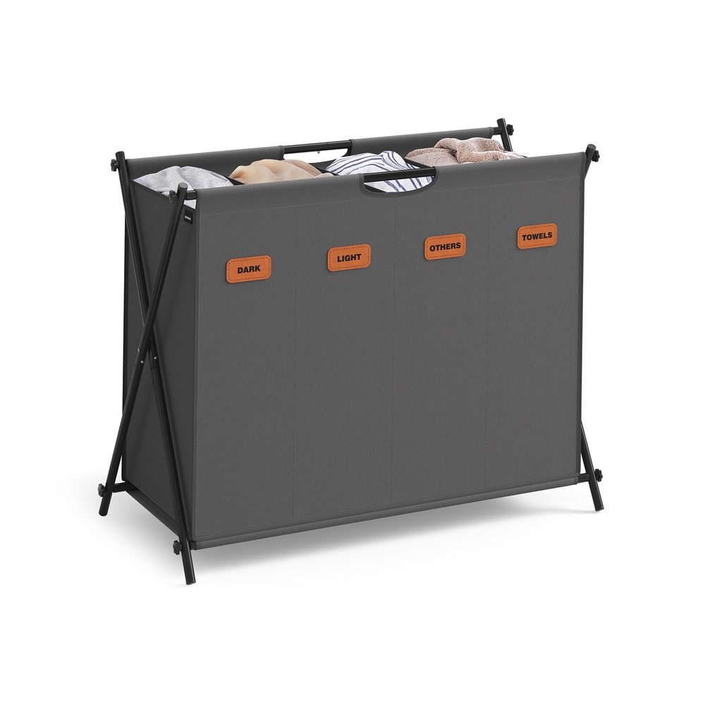 155 L Laundry Hamper with 4 Sections and X-Frame Slate Grey