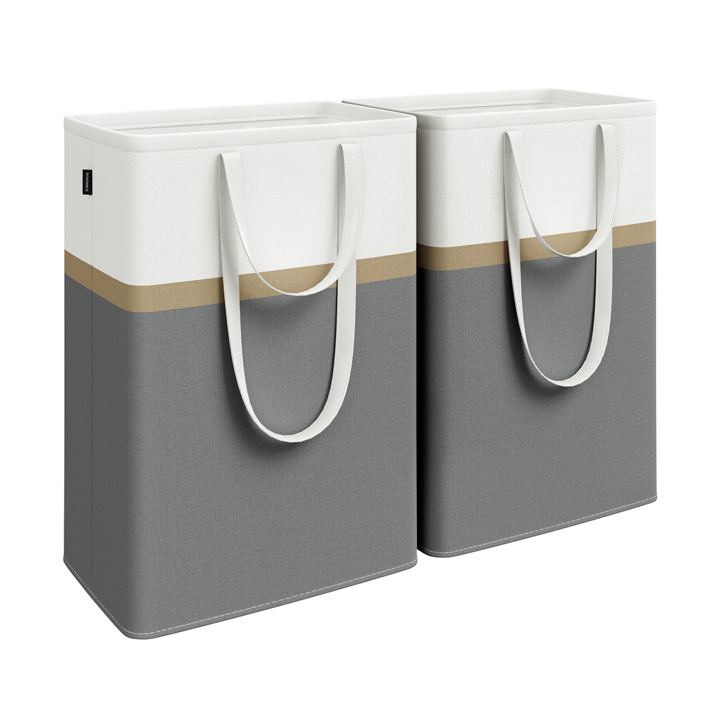 75 L Collapsible Laundry Hampers Set of 2 Slate Grey