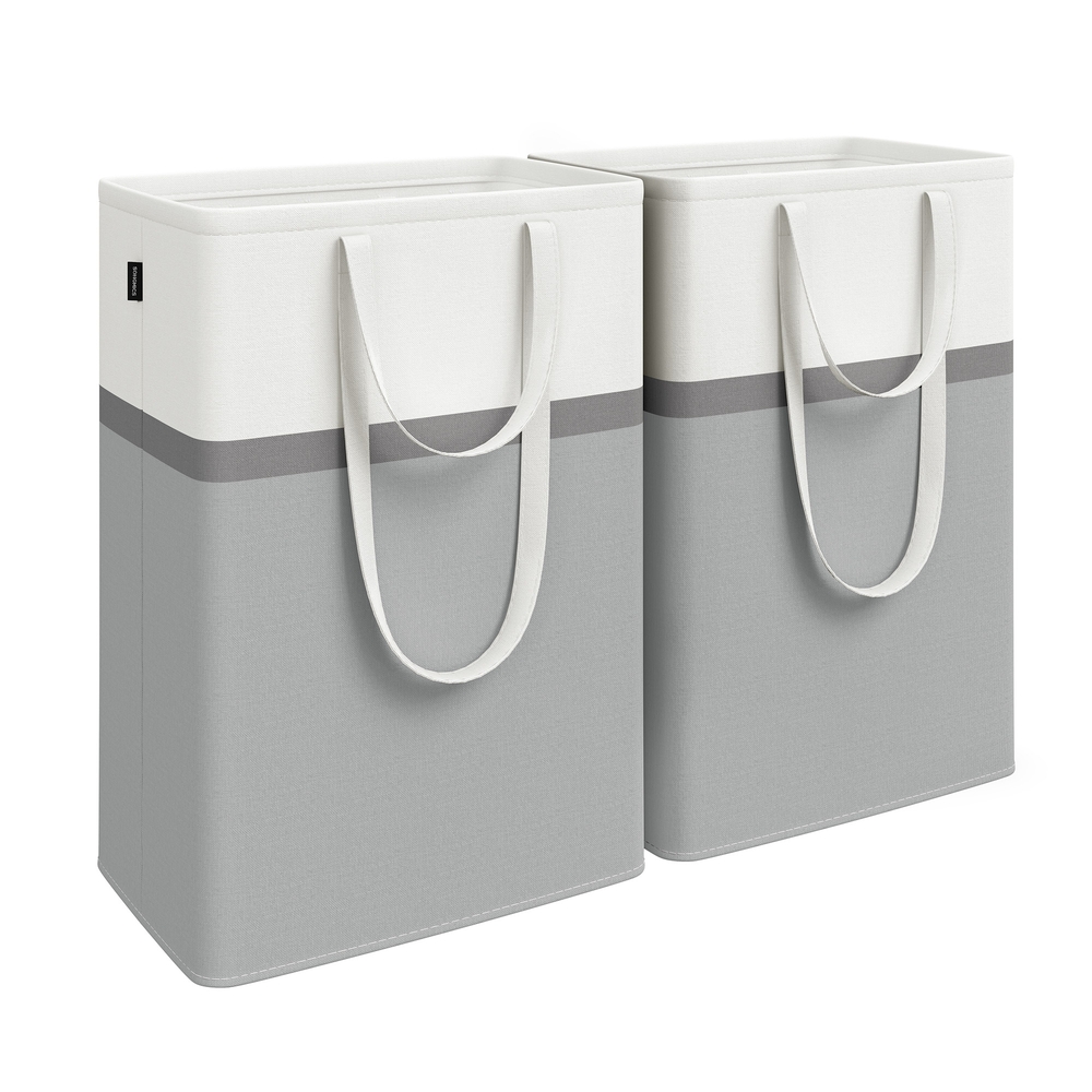 75 L Collapsible Laundry Hampers Set of 2 Dove Grey