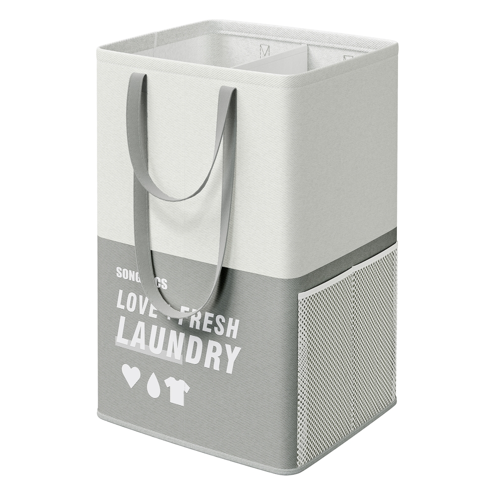 90L Large Laundry Basket Light Grey