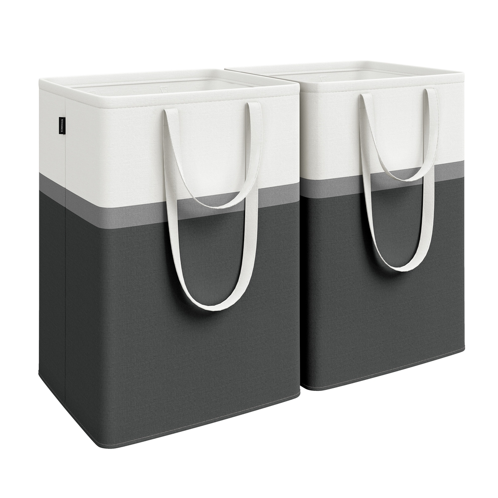 110 L Collapsible Laundry Hampers Set of 2 Ink Black