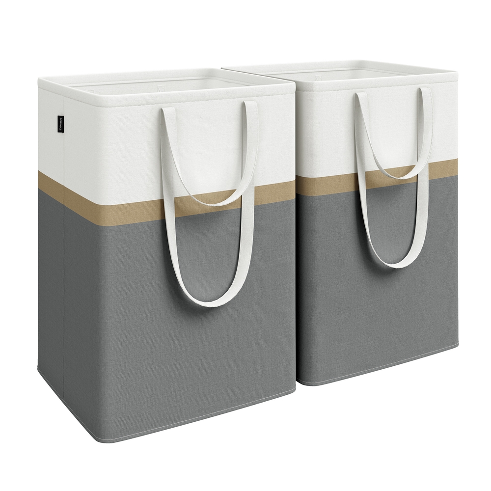 110 L Collapsible Laundry Hampers Set of 2 Slate Grey