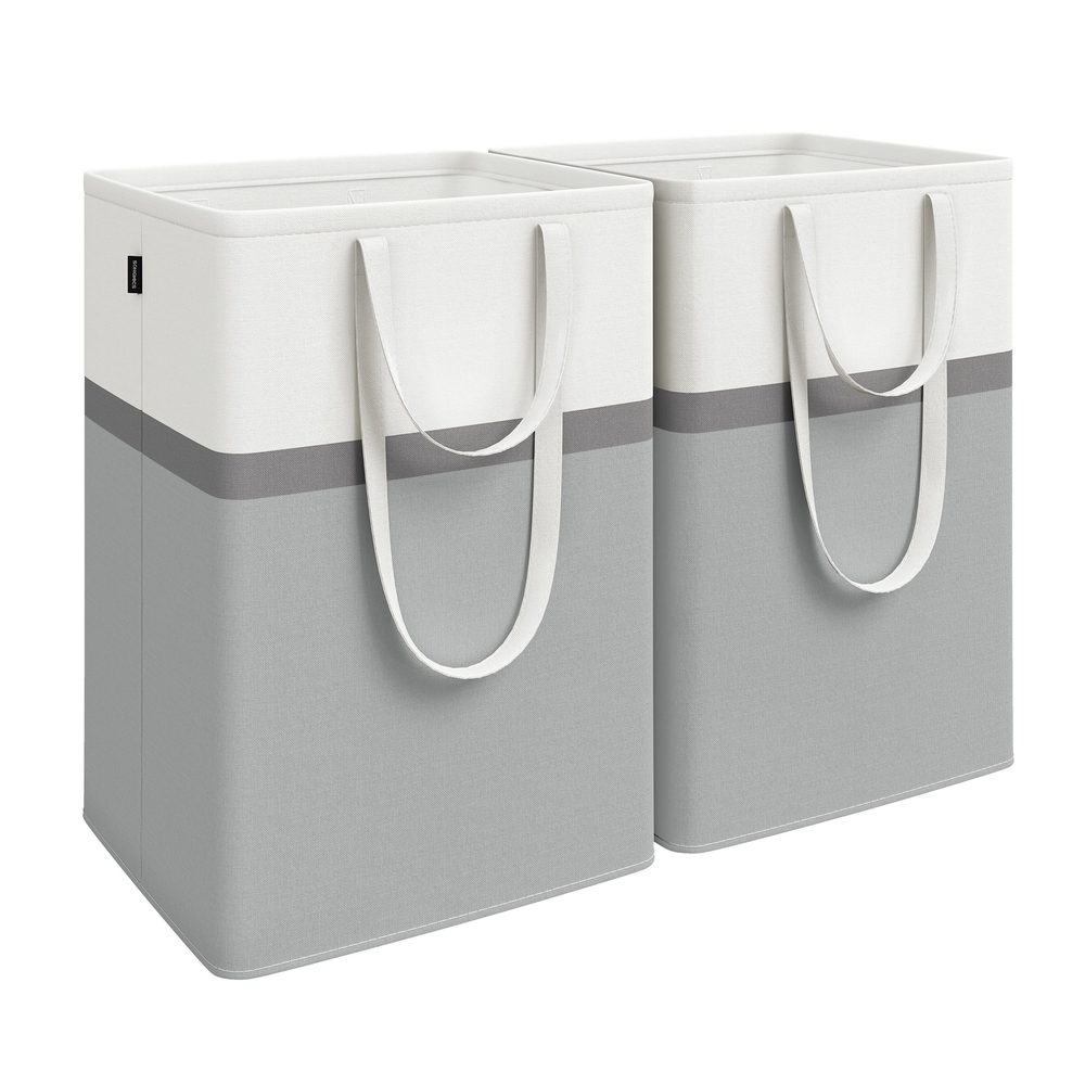 110 L Collapsible Laundry Hampers Set of 2 Dove Grey 110 L Collapsible Laundry Hampers Set of 2 Dove Grey