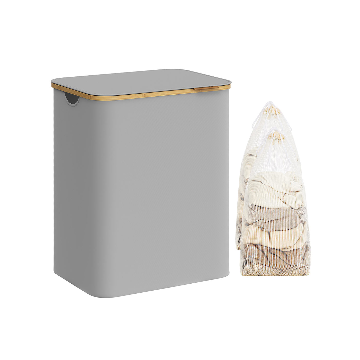 Laundry Basket with Lid 2-Section 130L Dove Grey